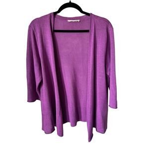 NWT Eileen Fisher Purple 100% Linen Open Cardigan Size L Minimalist Cottagecore